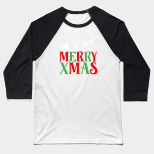 Merry Xmas - Christmas Reindeer Santa Baseball T-Shirt